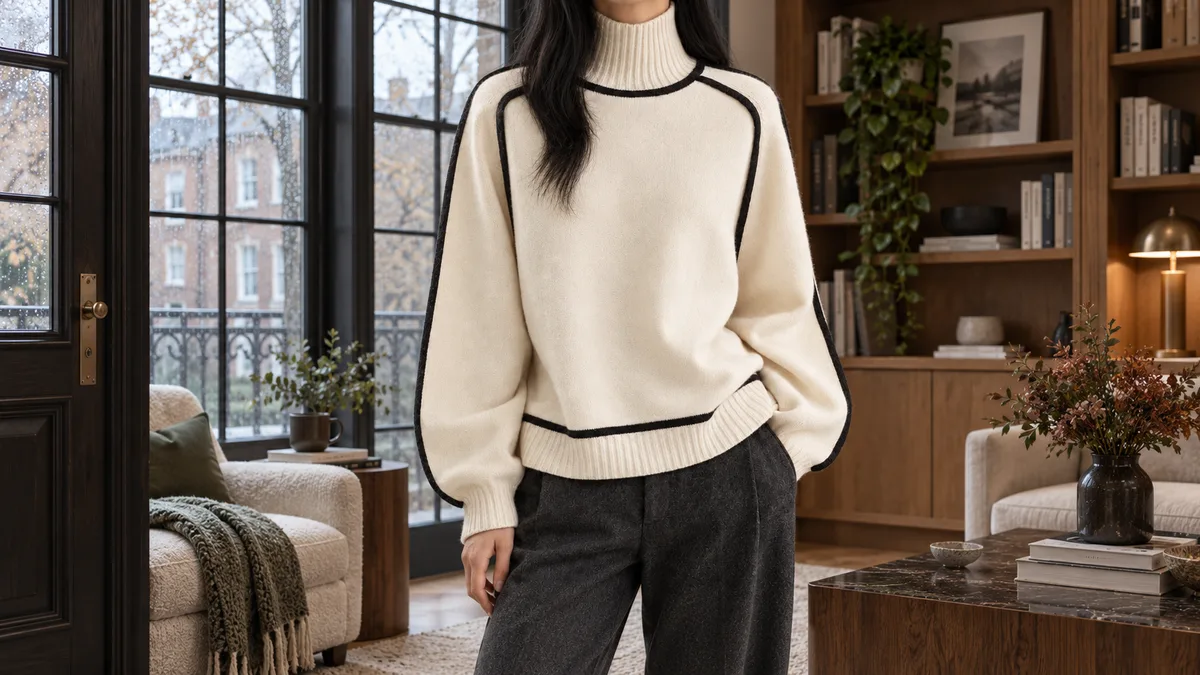 Keira Turtleneck Sweater in an editorial setting