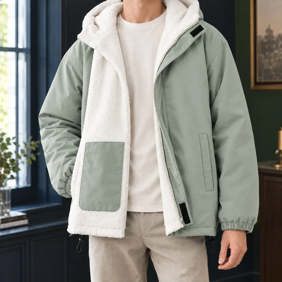 Jake Reversible Jacket in Gray Green