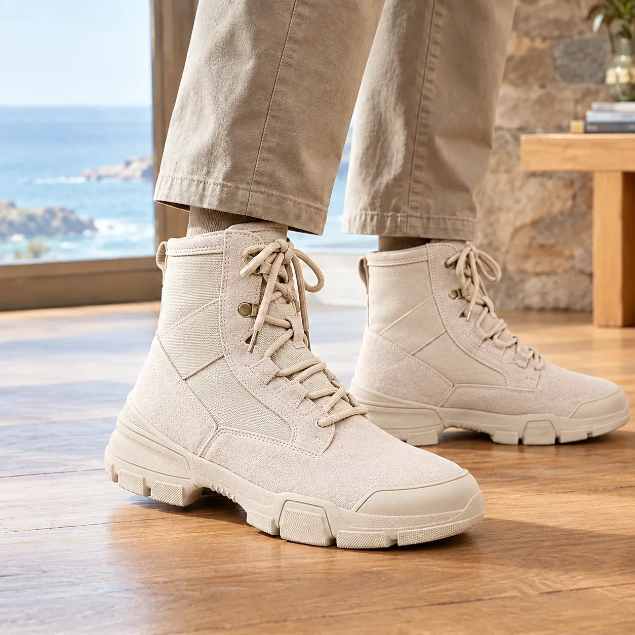 Gallarate Suede Ankle Boots in Beige