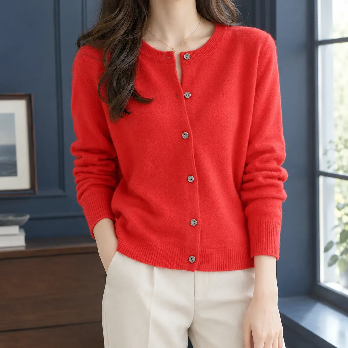 Lillian-June Round Neck Cardigan — gallery photograph 1