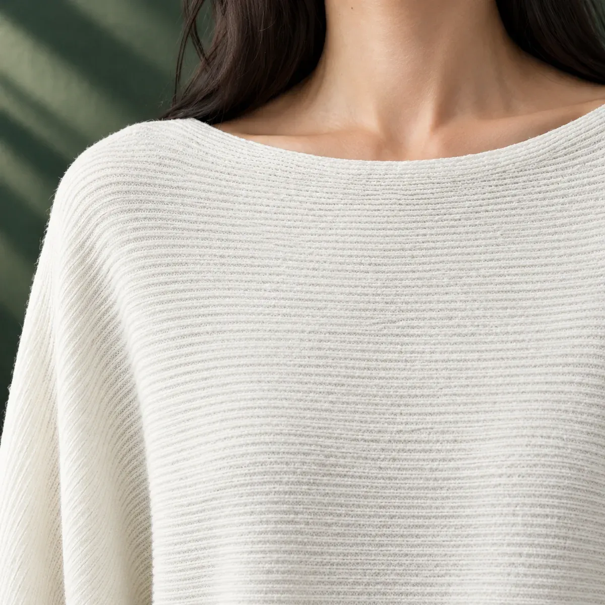 Olive Boat Neck Sweater — detail