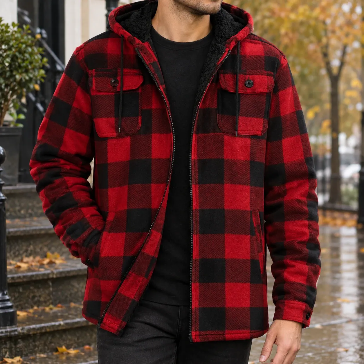 Michael Plaid Jacket in Red Lattice