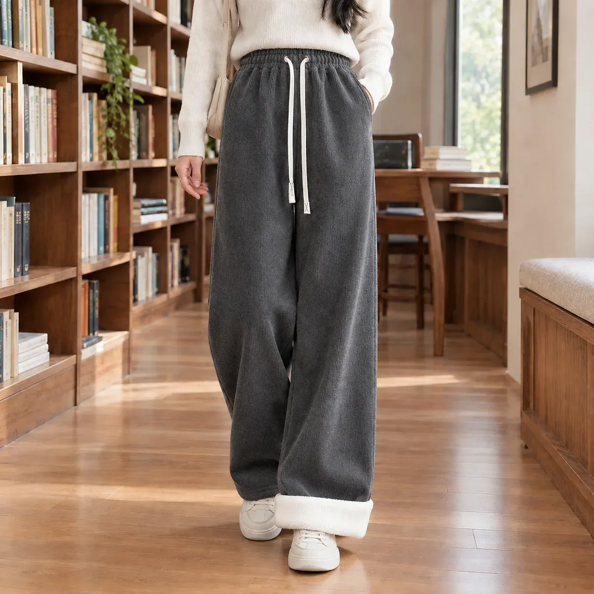 Evelina-Louise Wide Leg Pants in Dark Gray