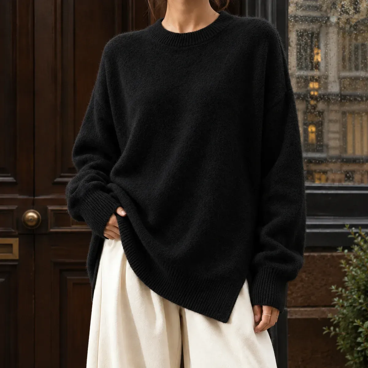 Millie Crew Neck Sweater in Black