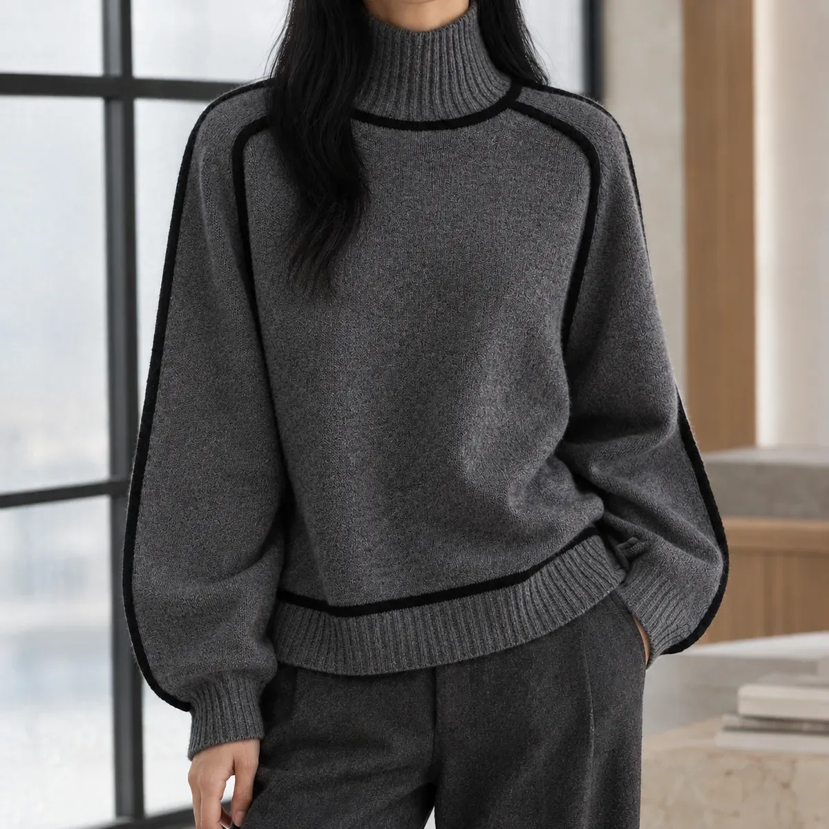 Keira Turtleneck Sweater in Gray
