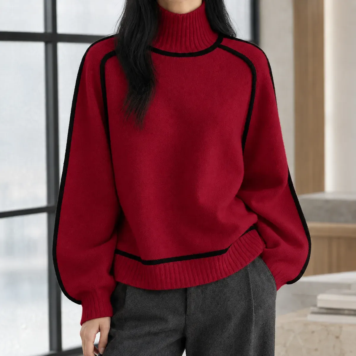 Keira Turtleneck Sweater in Red