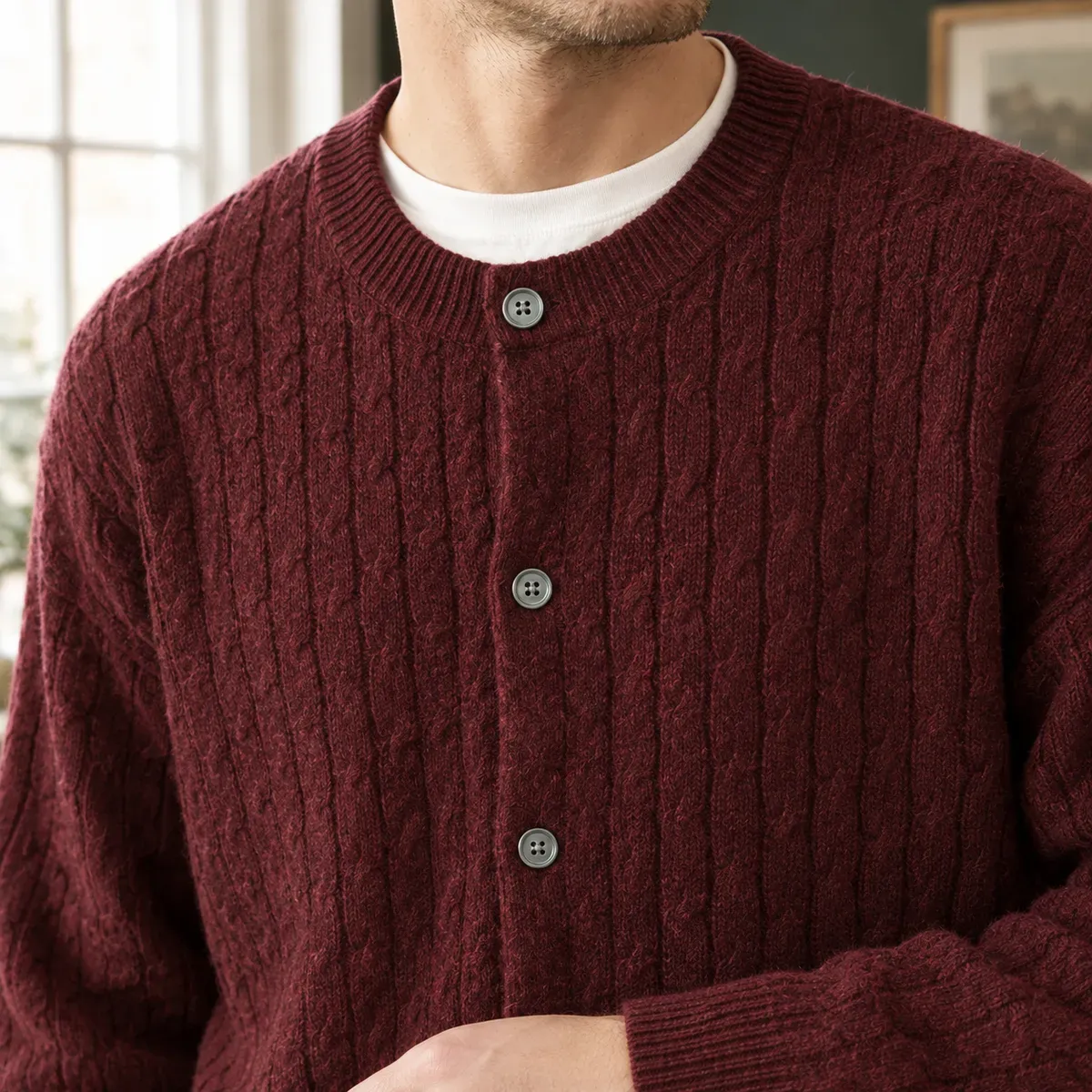 Adam-Reid Cable Cardigan — detail