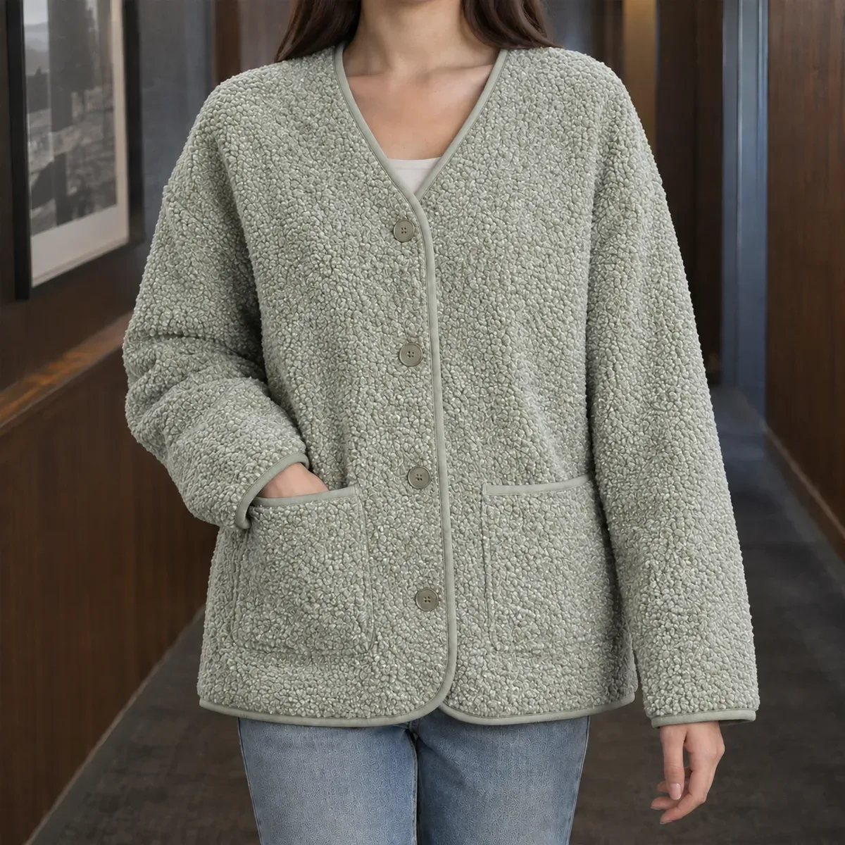Mallory Fleece Jacket in Light Green