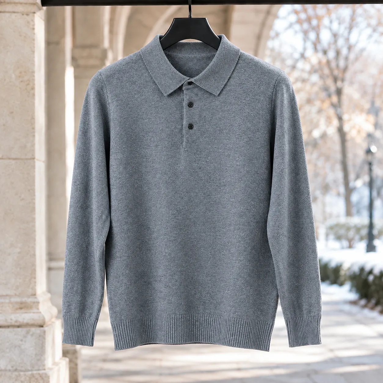 Ross Polo Sweater in Medium Gray