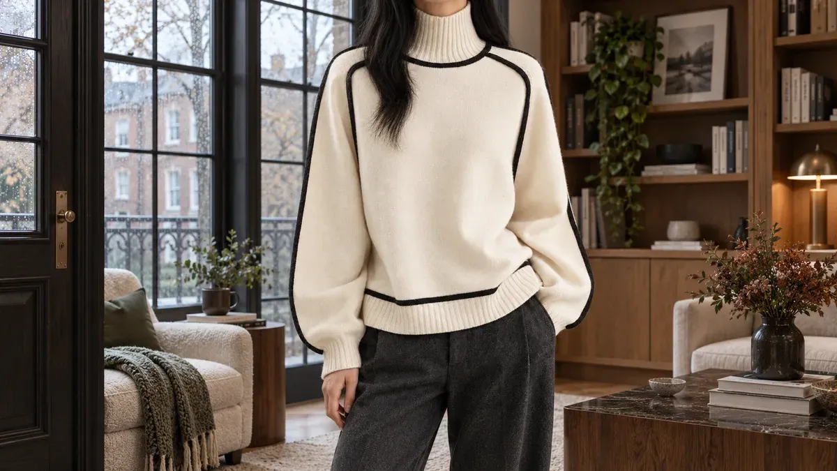 Keira Turtleneck Sweater in an editorial setting