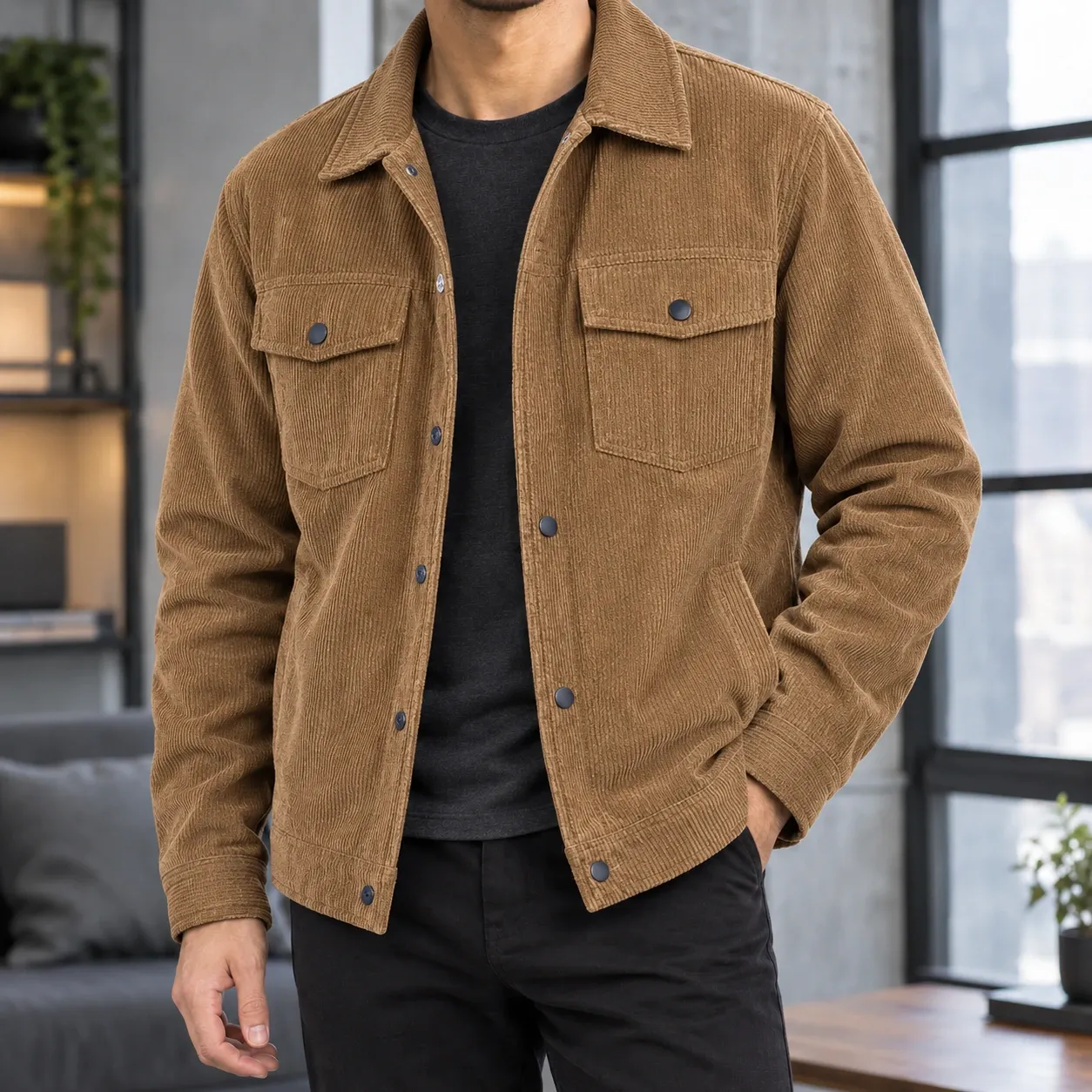 James-Dean Corduroy Jacket in Brown