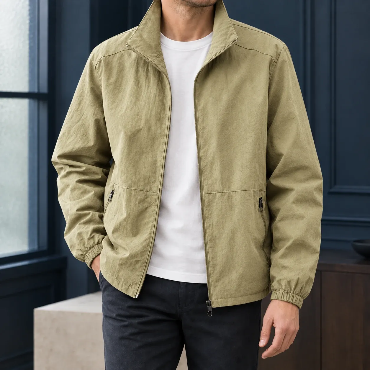 Vaughn Zip Jacket in Khaki
