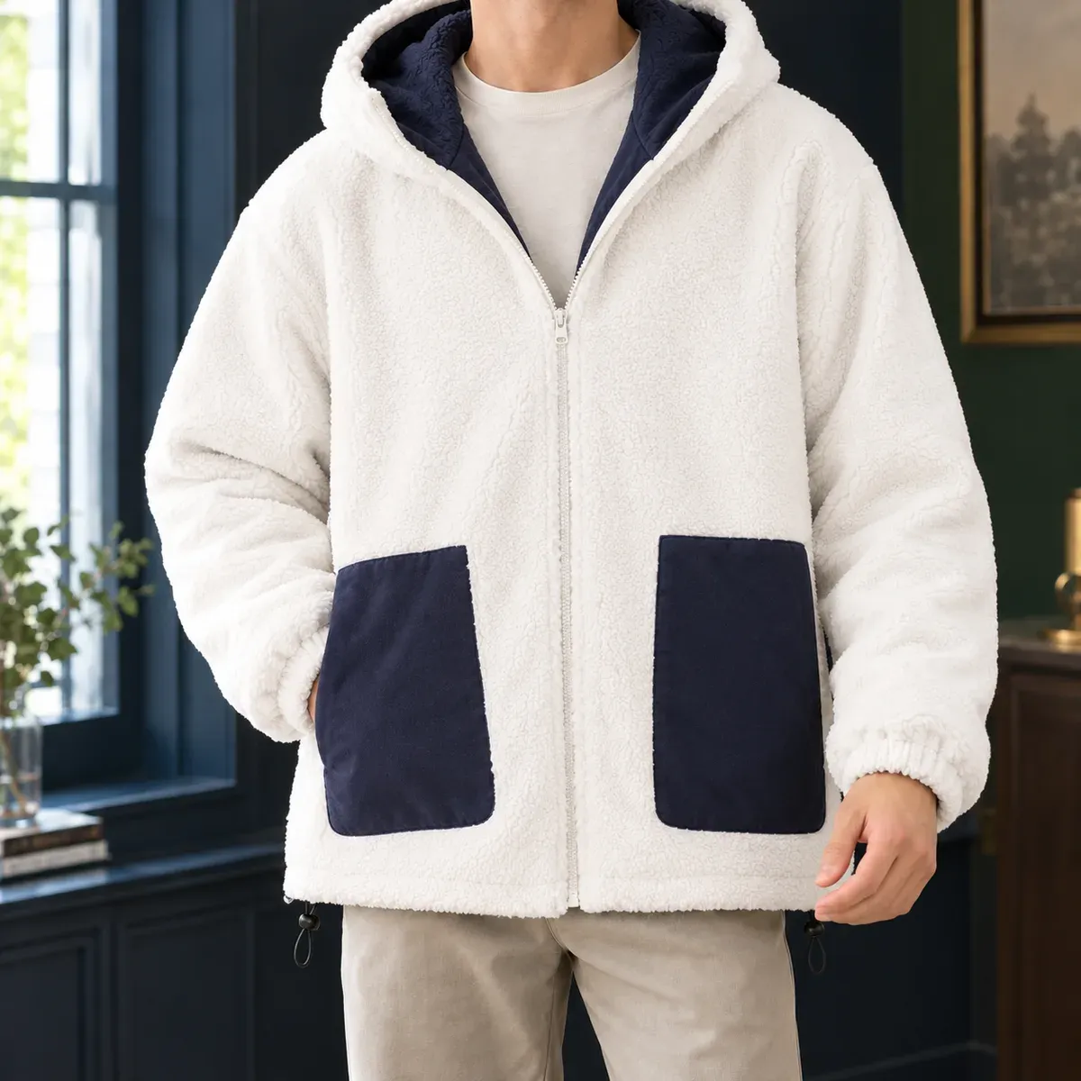 Jake Reversible Jacket in Navy Blue