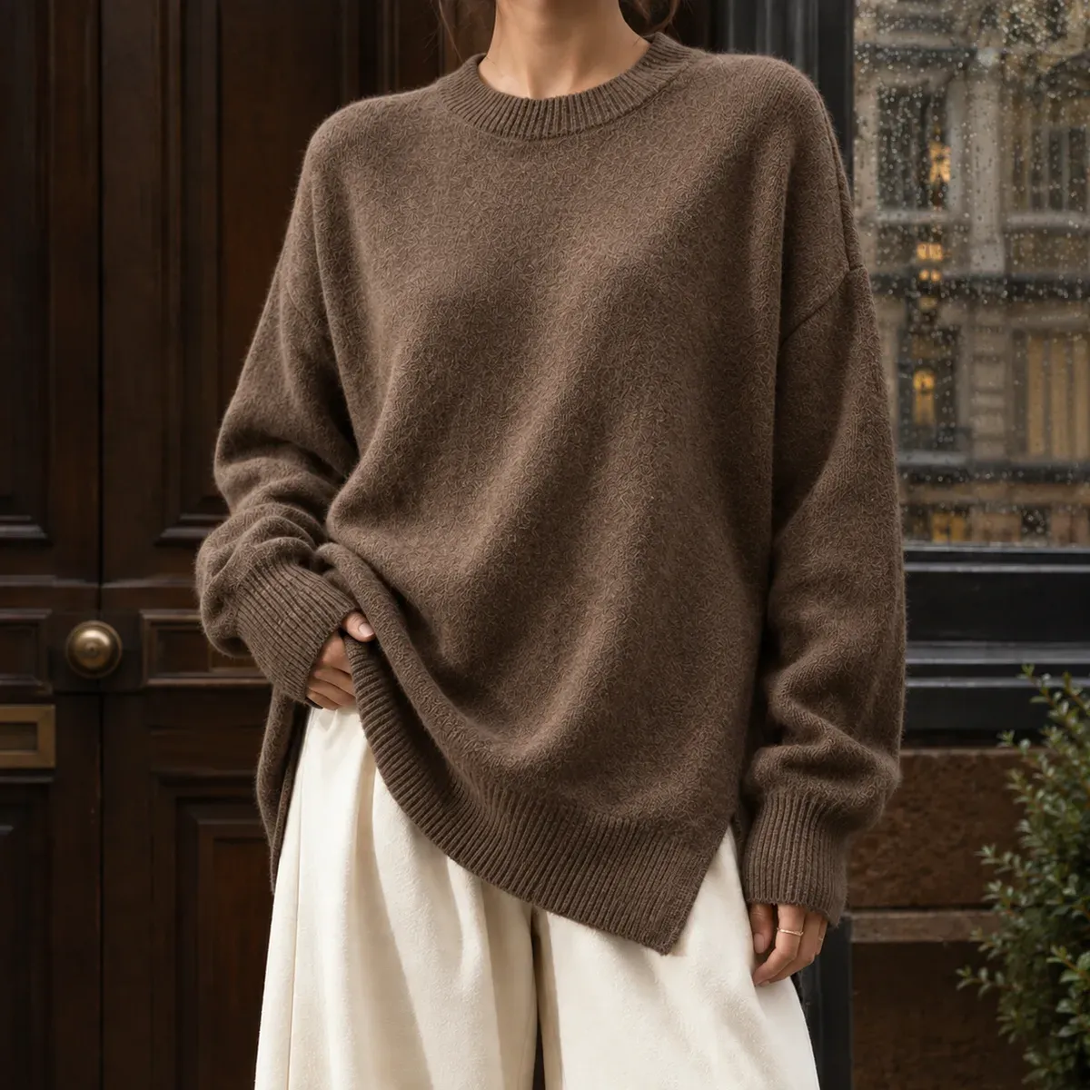 Millie Crew Neck Sweater in Dark Brown