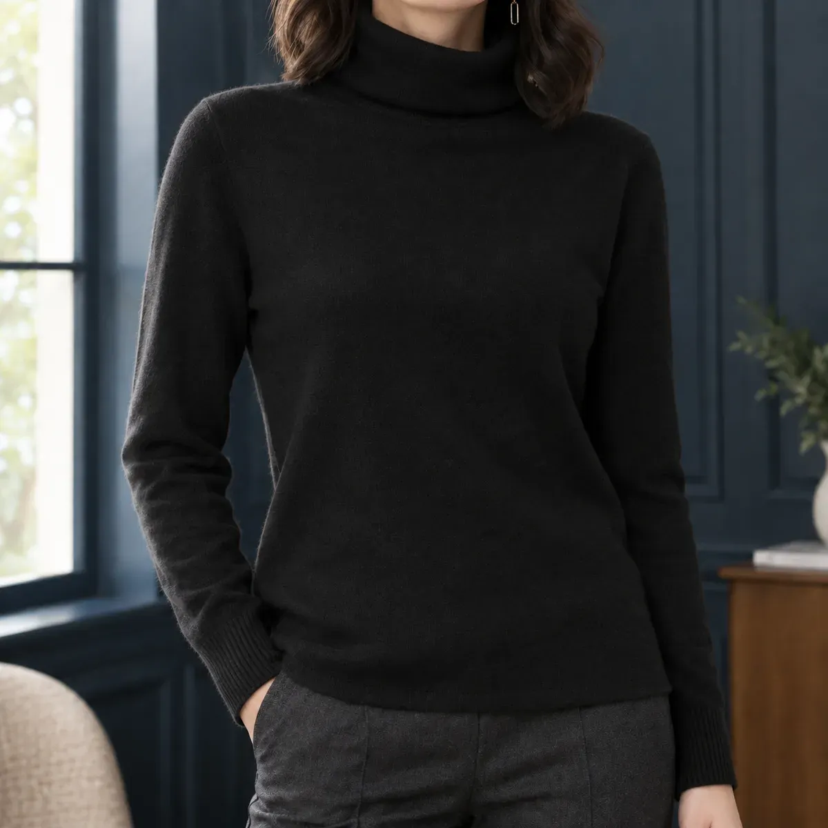 Chloe Turtleneck Sweater in Black
