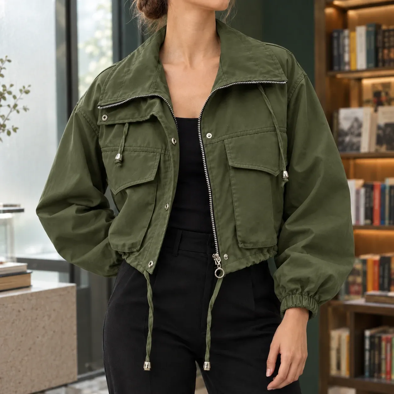 Isabella Utility Jacket in Army Green