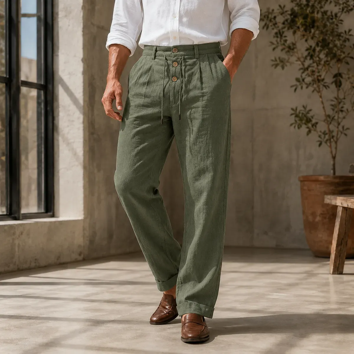 Blake Relaxed Pants in Army green