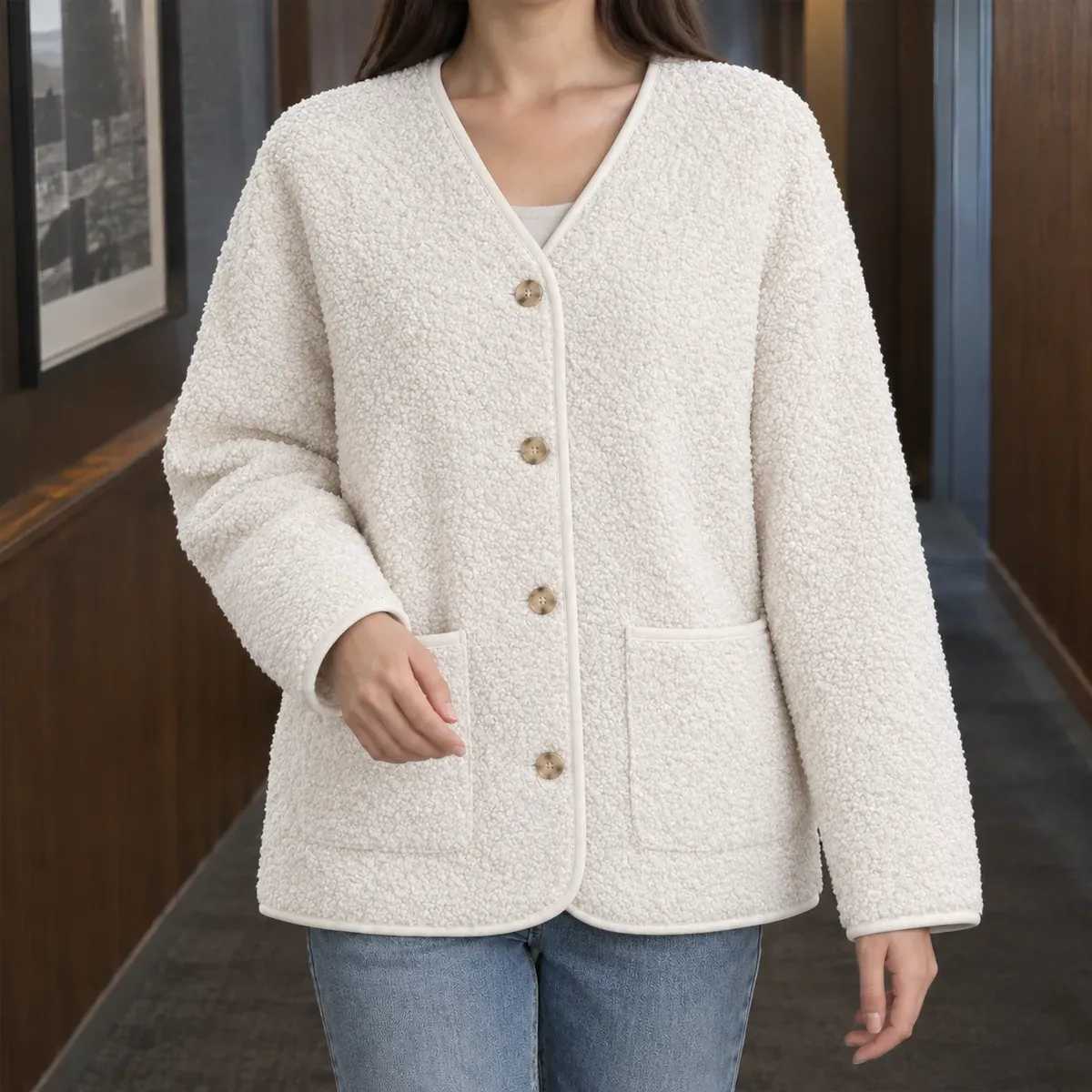 Mallory Fleece Jacket in White