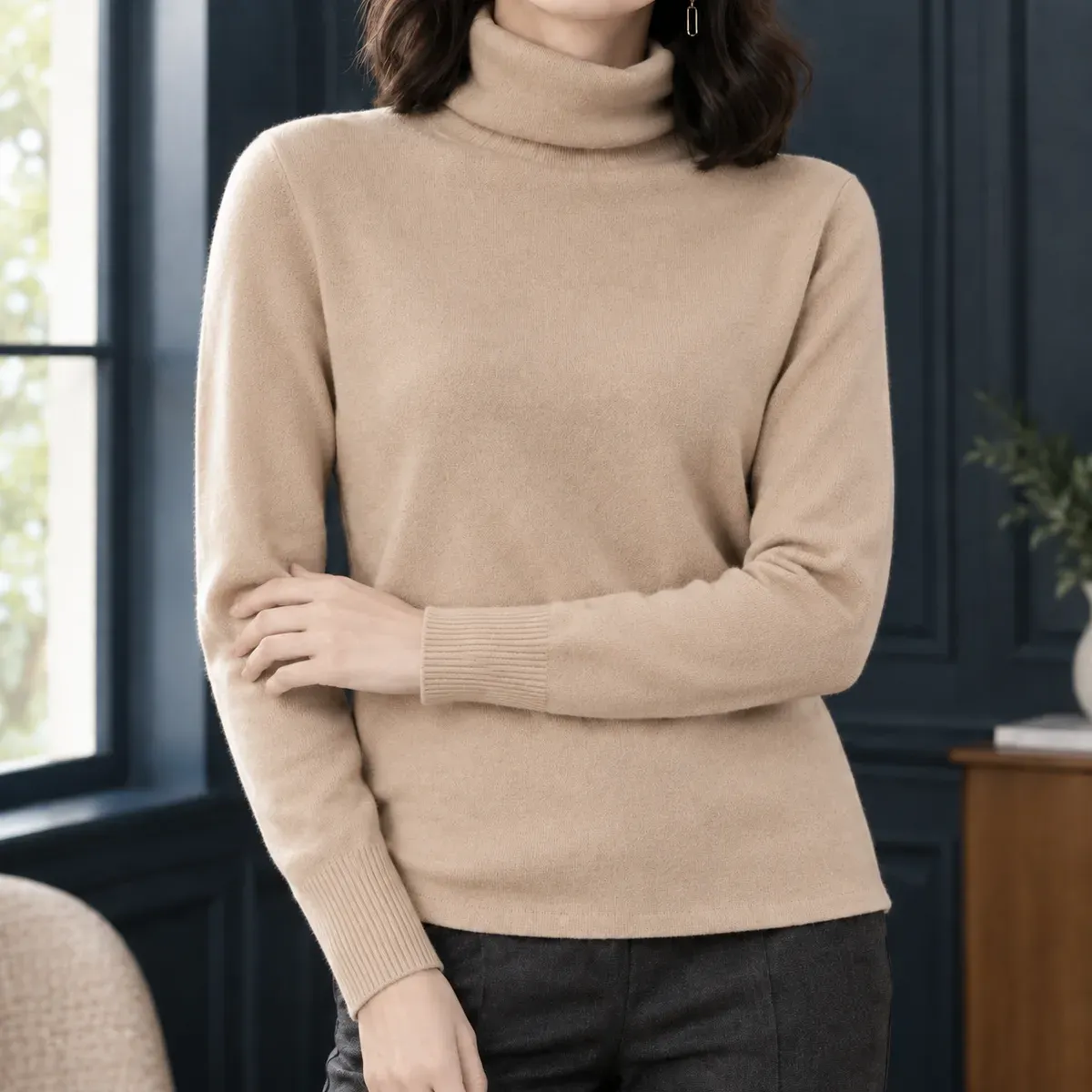 Chloe Turtleneck Sweater in Camel