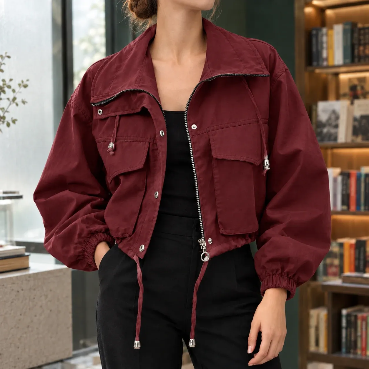 Isabella Utility Jacket in Burgundy