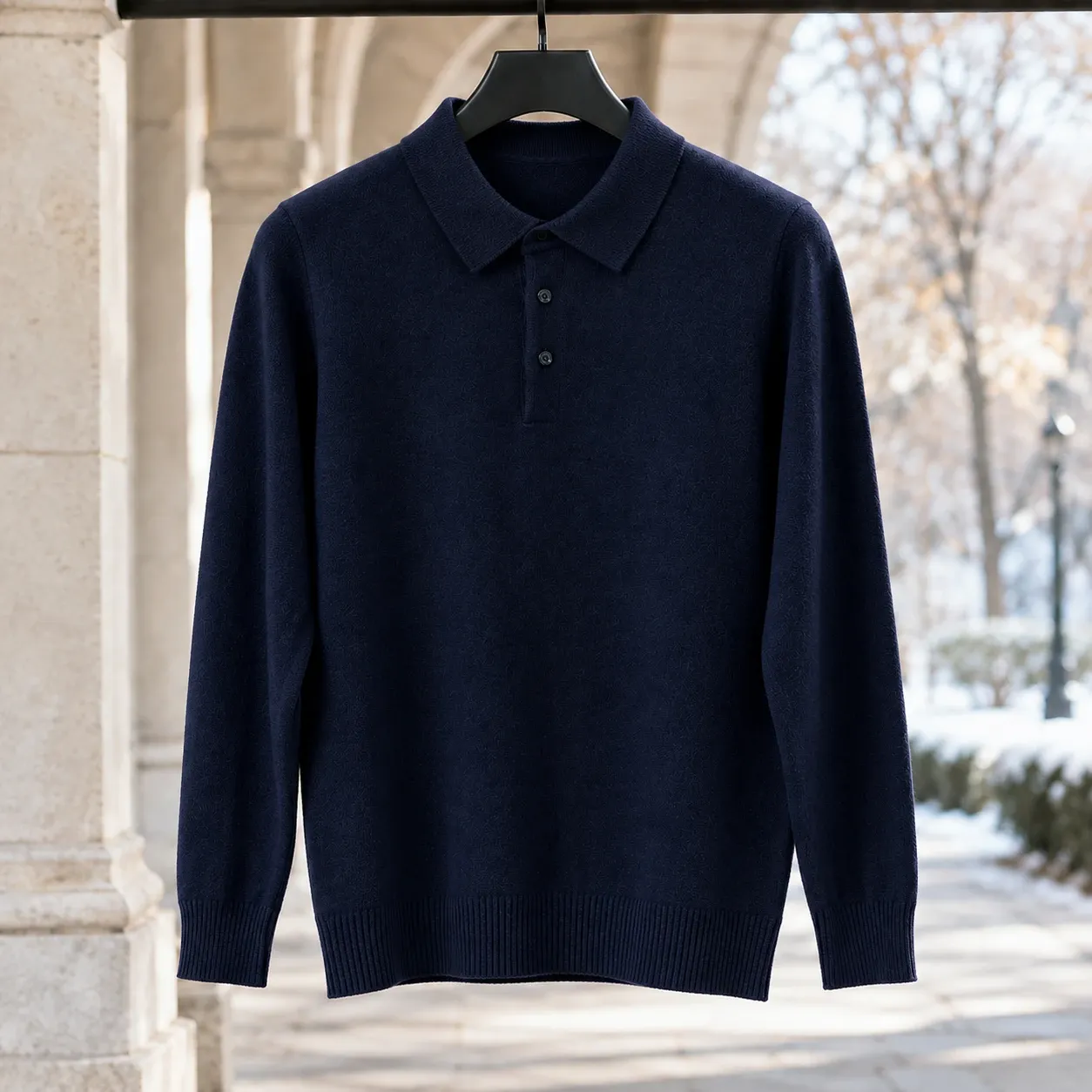 Ross Polo Sweater in Navy Blue