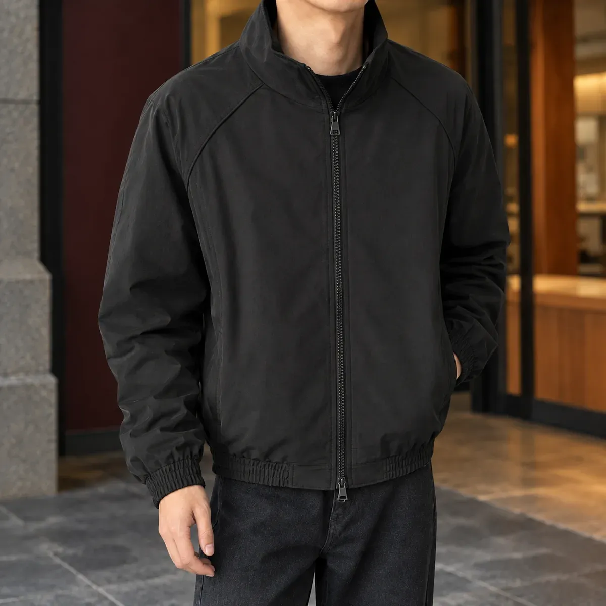 Maurice Stand Collar Jacket in Black