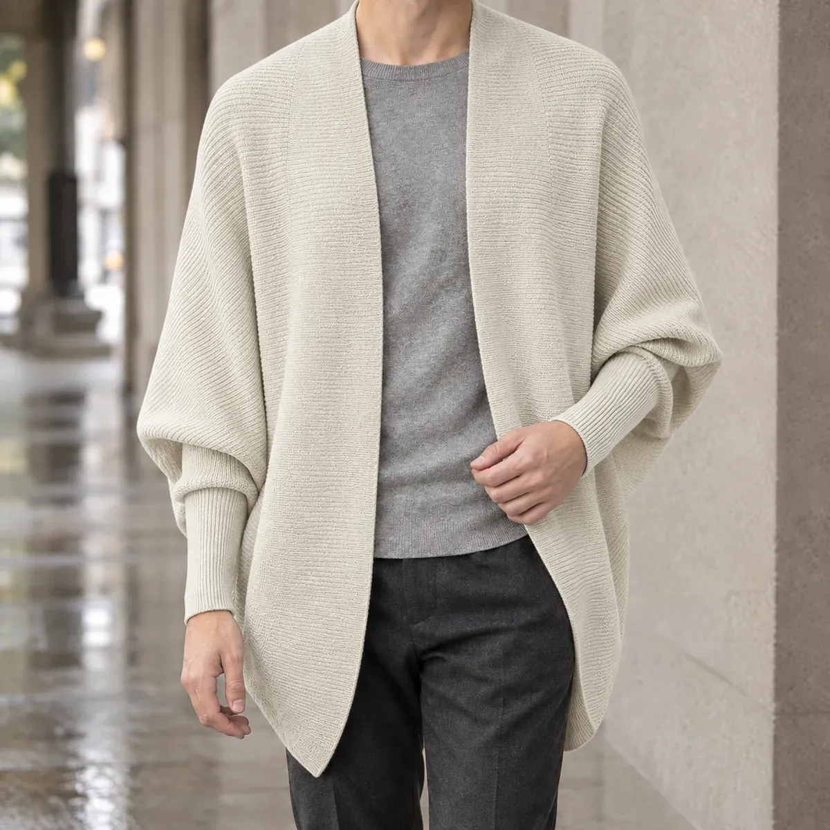 Charles-Grant Batwing Cardigan in Apricot