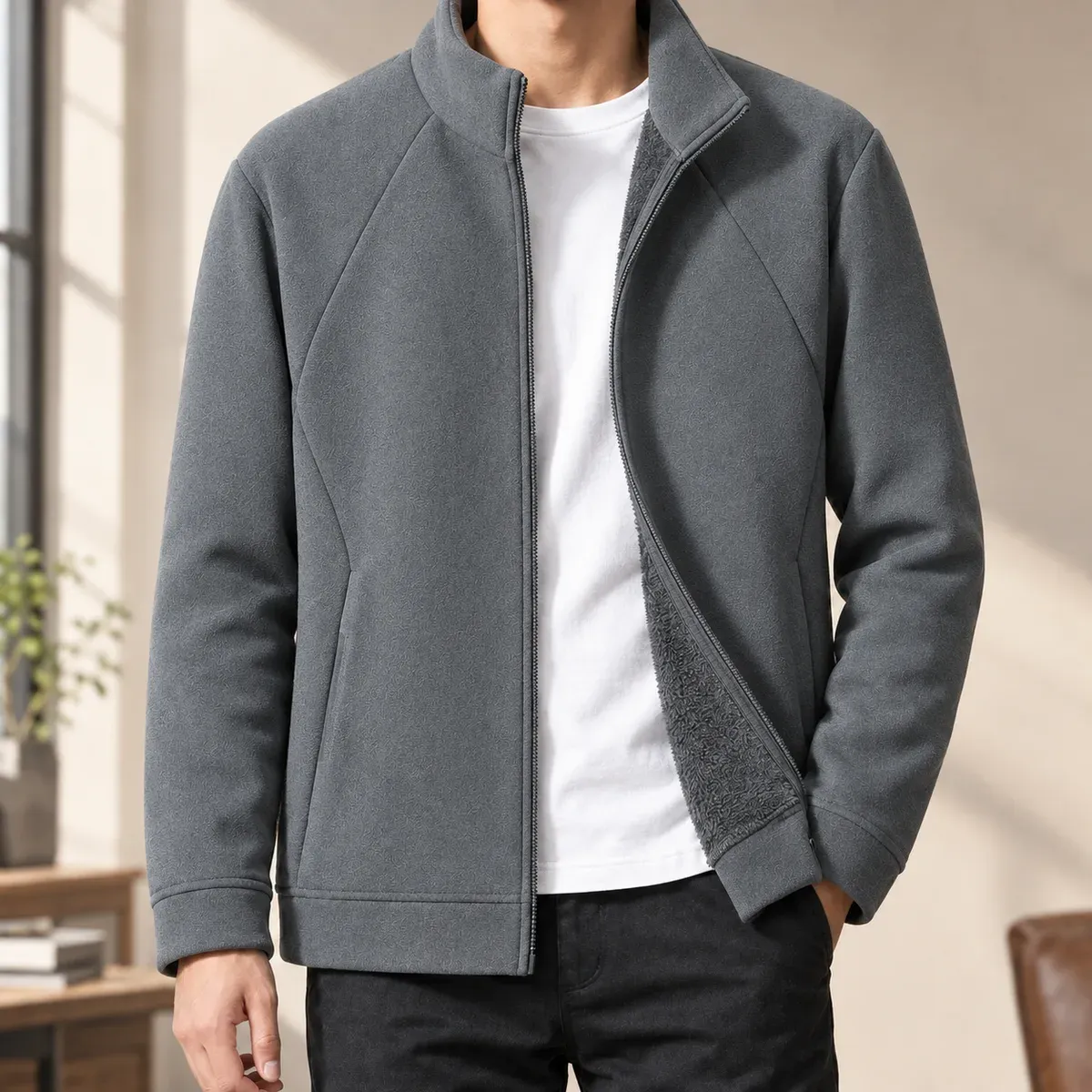 Montague Fleece Zip Jacket in Gray