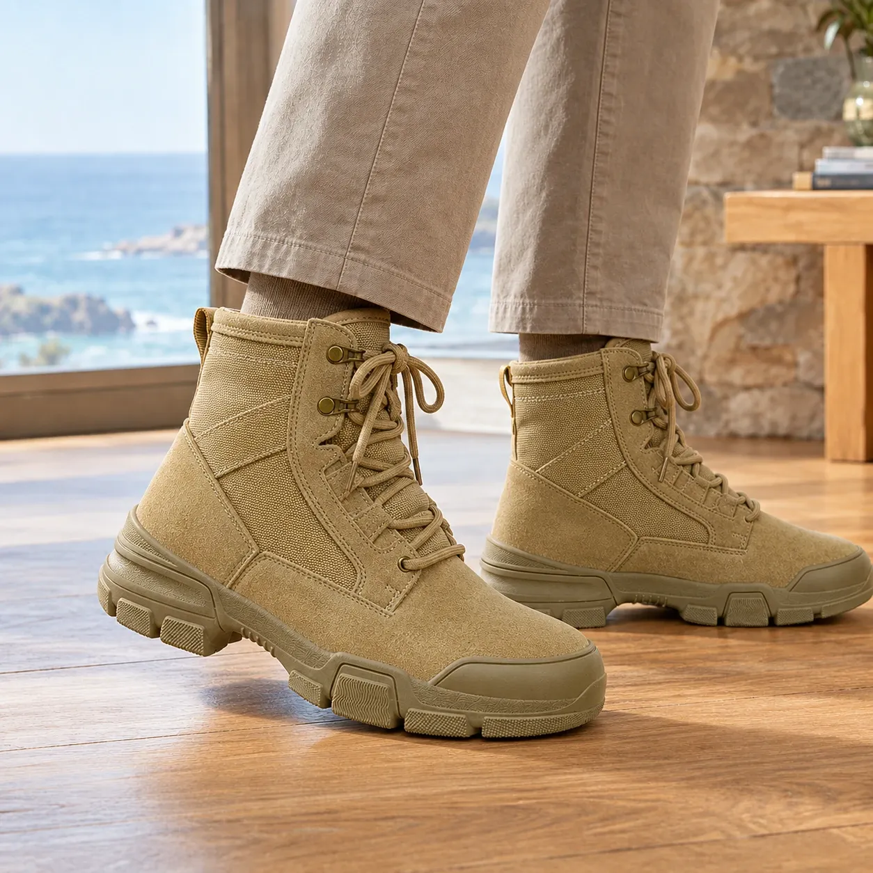 Gallarate Suede Ankle Boots in Khaki