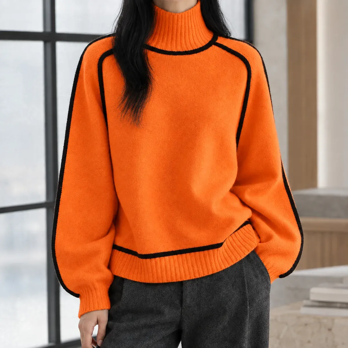 Keira Turtleneck Sweater in Orange