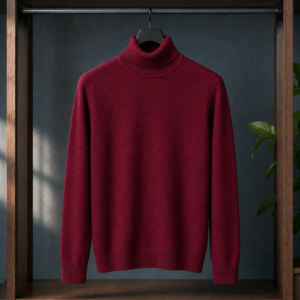 Sebastien Turtleneck Sweater in Wine Red