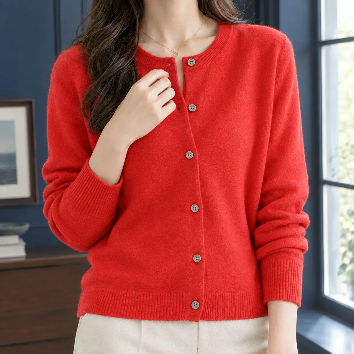 Lillian-June Round Neck Cardigan — detail