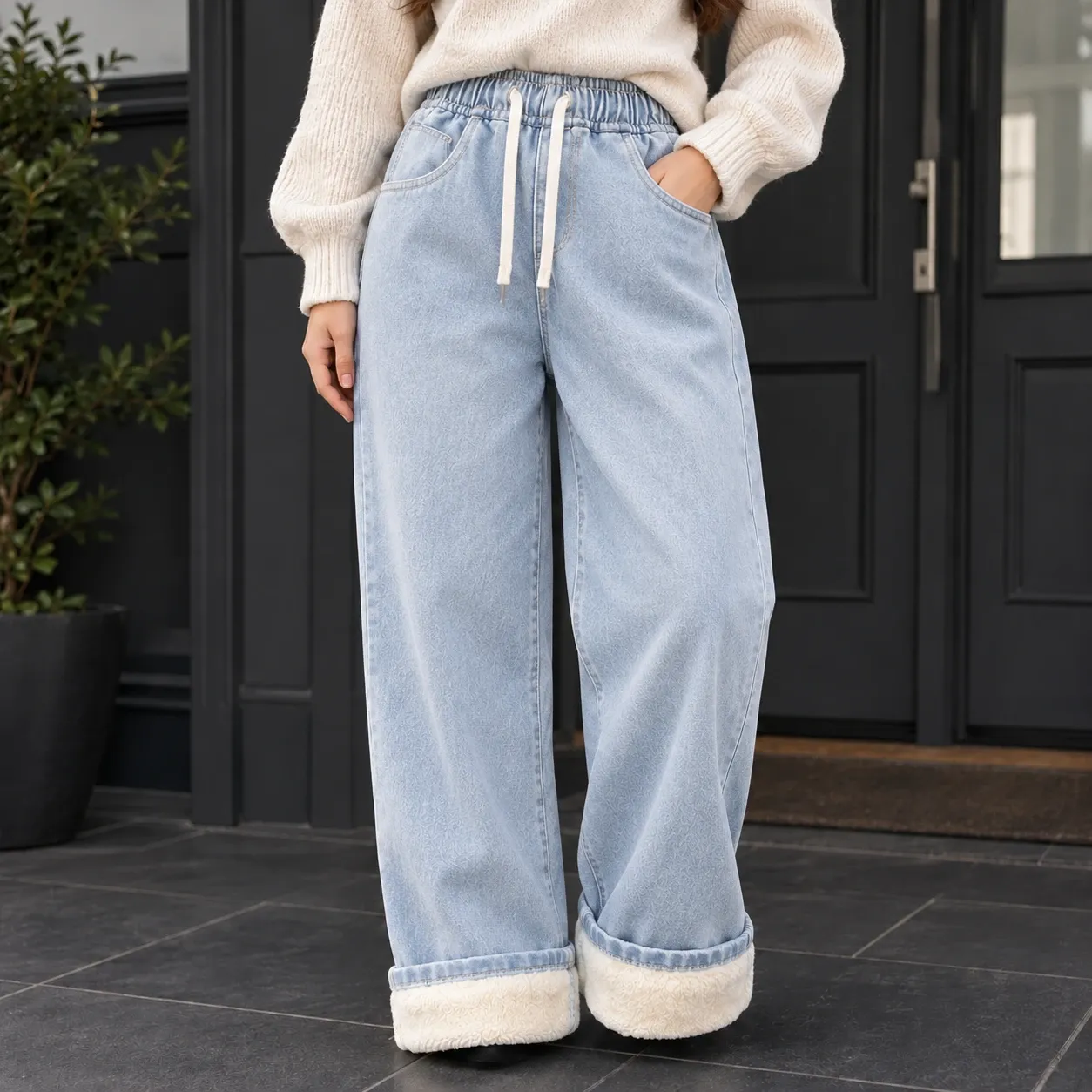 Guinevere-Jane Straight-Leg Pants in Light Blue ~