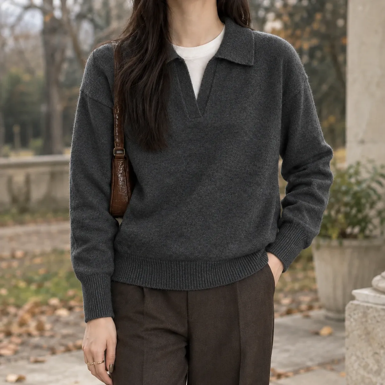 Lauren Polo Sweater in Dark Gray