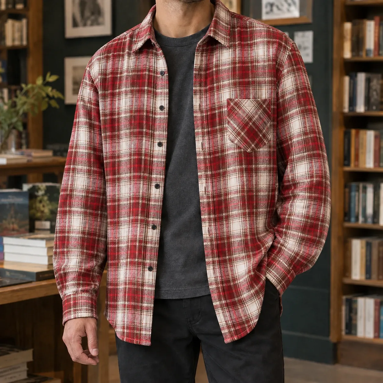 Nathan-Dean Plaid Overshirt in Red