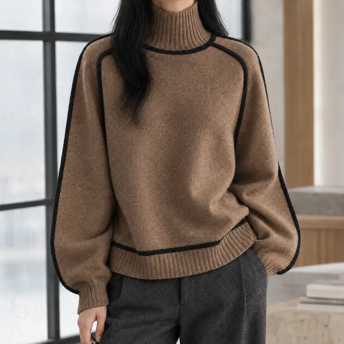 Keira Turtleneck Sweater in Brown