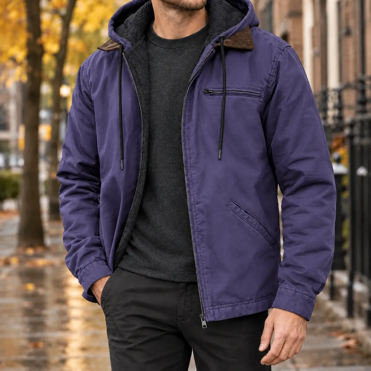 Isaac-Flynn Hooded Jacket in Purple
