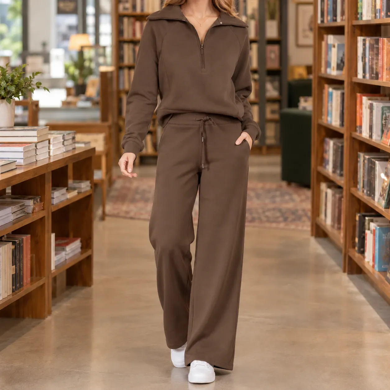 Sharon Wide Leg Set in Brown