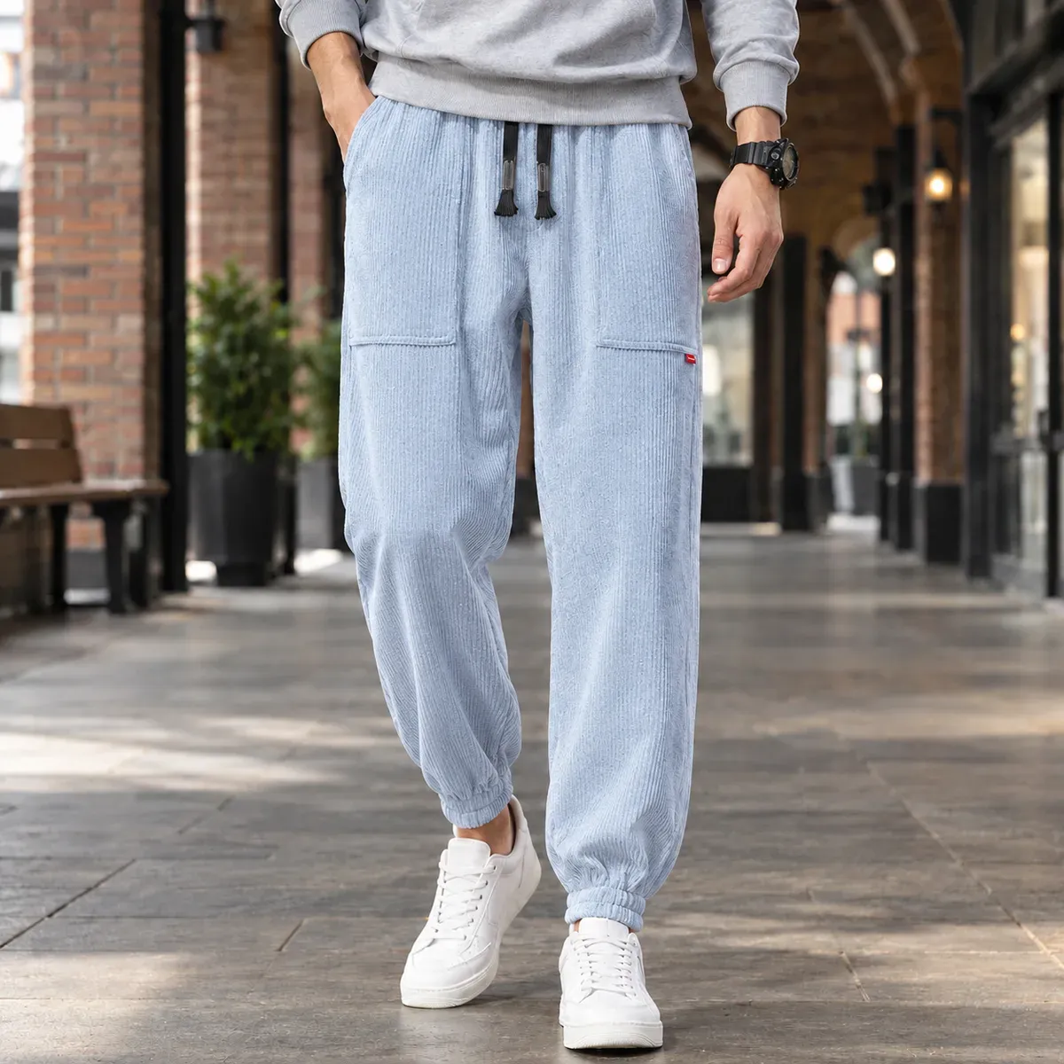 Felix-West Relaxed Pants in Light Blue Casual